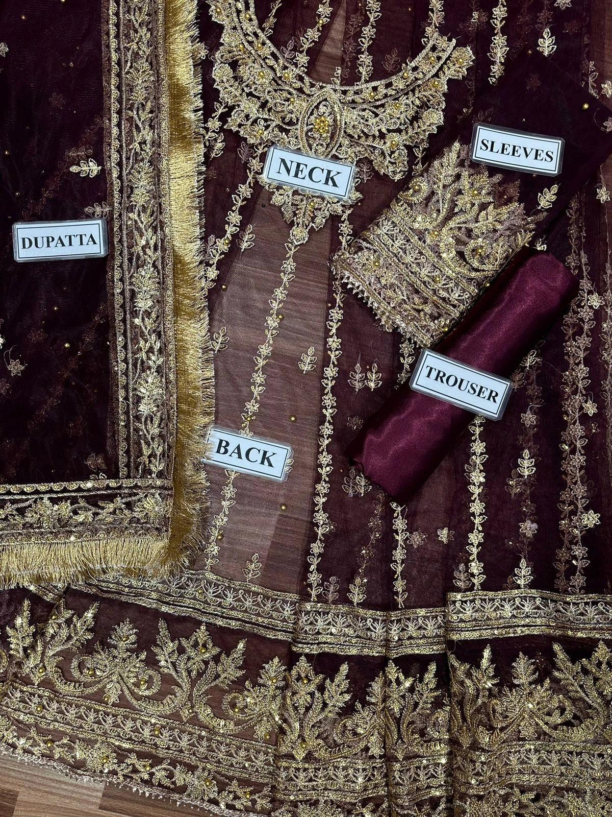Asim Jofa Unstitched Net Frok Collection
