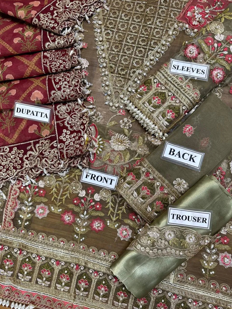 Crimson Unstitch Organza Collection
