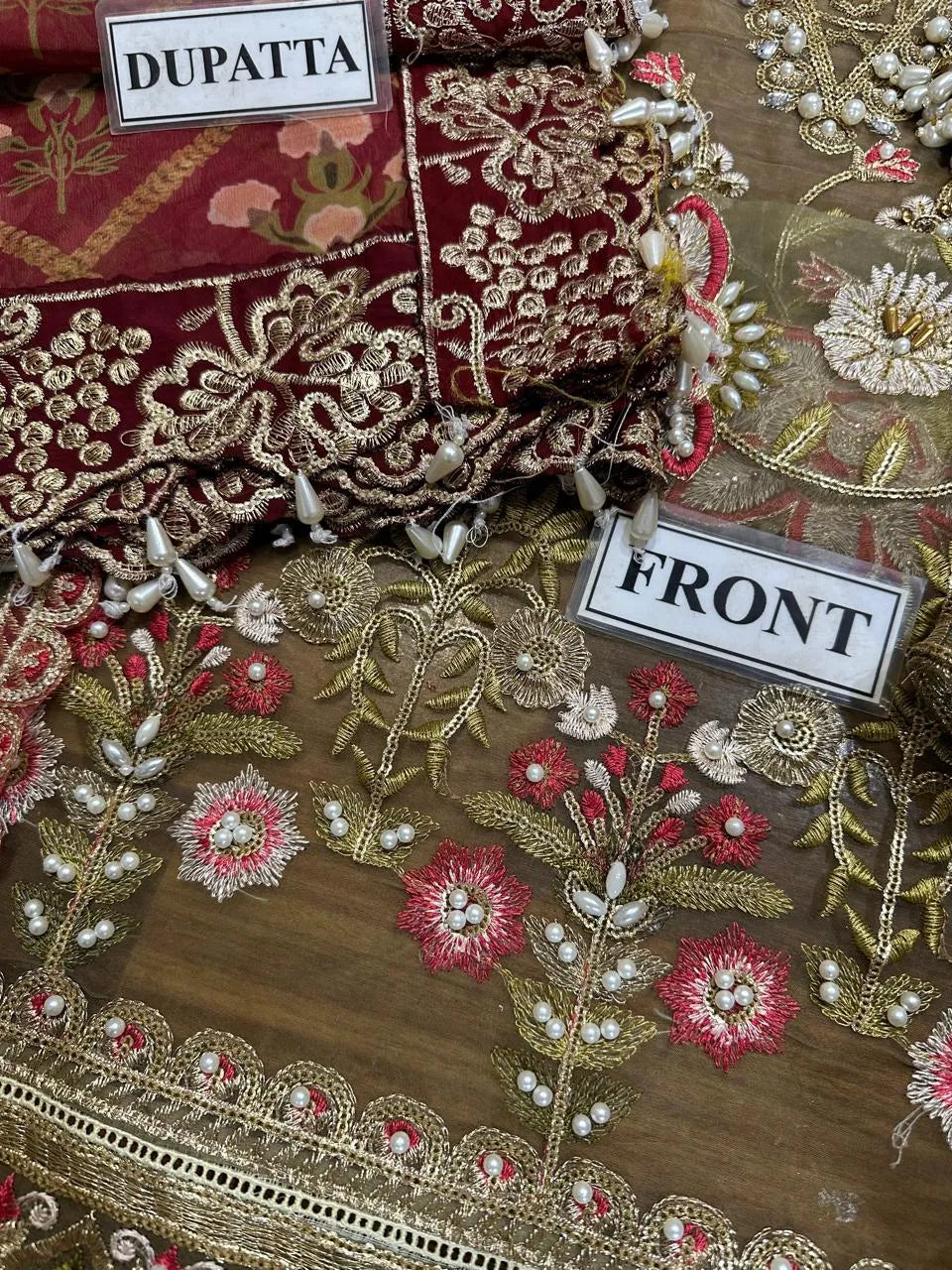 Crimson Unstitch Organza Collection